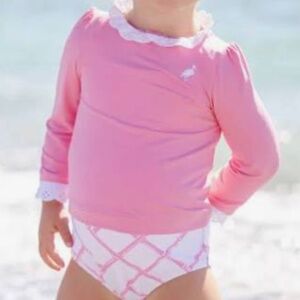 2T Winnie's Wave Spotter Swim Shirt (UPF 35+) -Hot Pink with ruffle sleeves NWT
